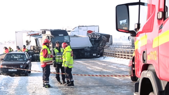 100 vehicle crash kills one, dozens injured in Sweden